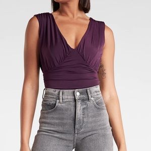 Express Double Layer Empire V-Neck Thong Bodysuit